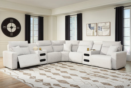 Modmax II Stone 7-Piece Power Reclining Sectional with Audio Consoles