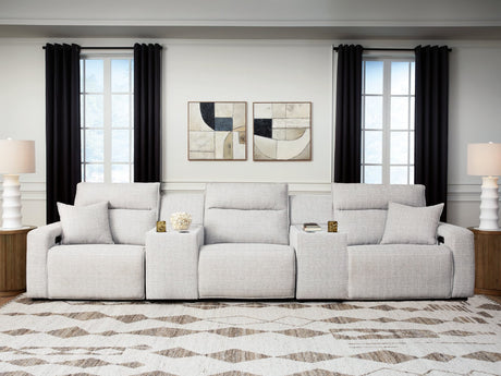 Modmax II Stone 5-Piece Power Reclining Sectional with Consoles