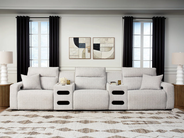 Modmax II Stone 5-Piece Power Reclining Sectional with Audio Consoles