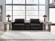 Modmax II Black Leather 3-Piece Sectional Sofa with Storage Console