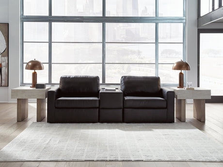 Modmax II Black Leather 3-Piece Sectional Sofa with Storage Console