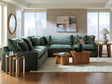 Carriage View Jade Velvet 3-Piece Sectional