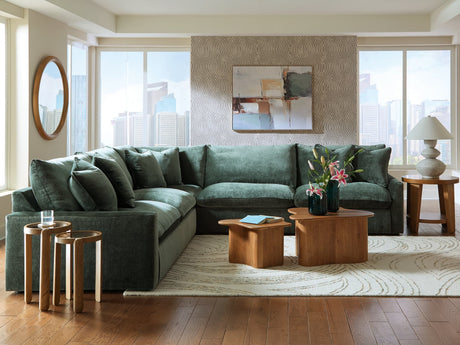 Carriage View Jade Velvet 3-Piece Sectional