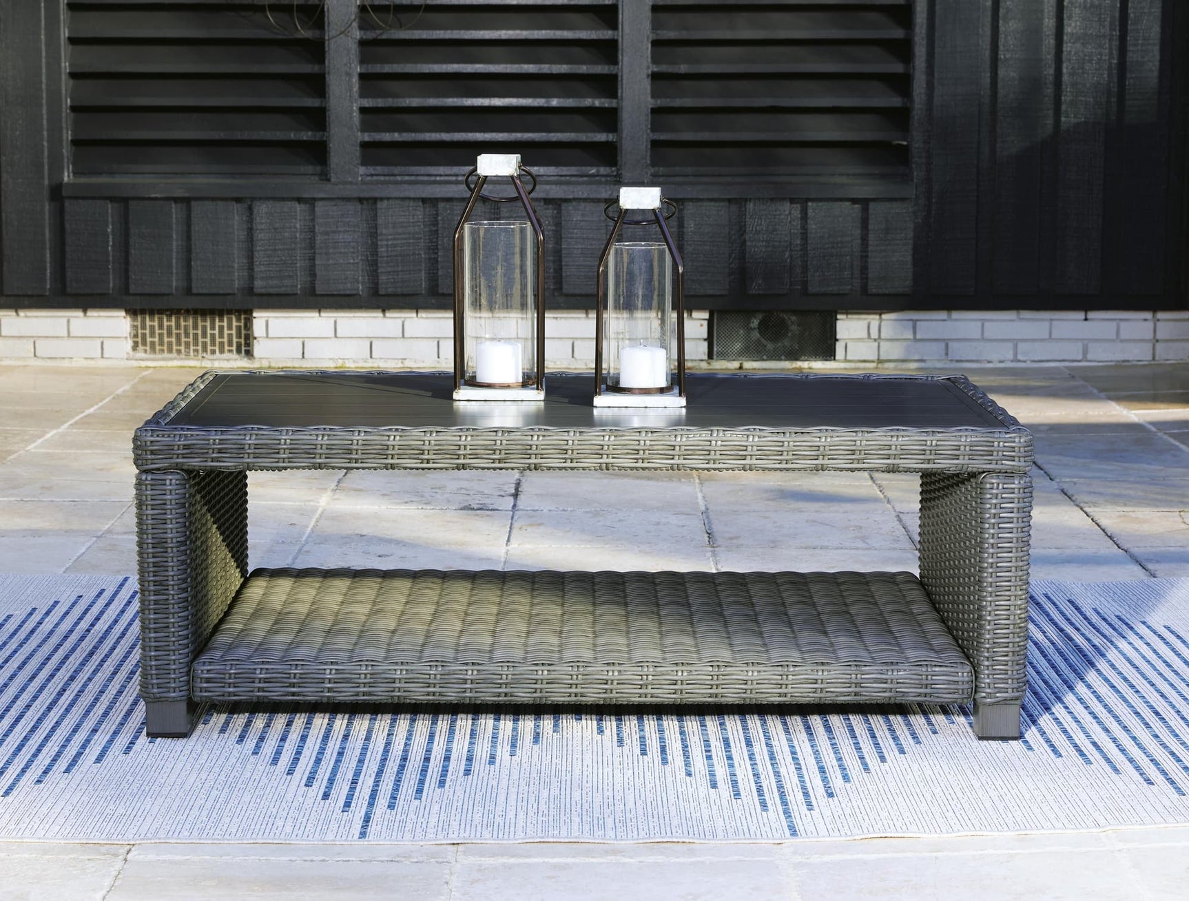 Elite Gray Park Outdoor Loveseat with Coffee Table