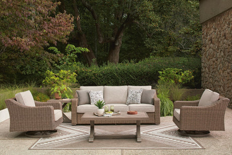 Laguna Beige Heights Outdoor Sofa and 2 Lounge Chairs with Coffee Table and End Table