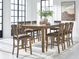 Urbinforte Light Brown Counter Height Dining Table and 8 Barstools