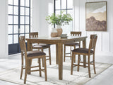 Urbinforte Light Brown Counter Height Dining Table and 4 Barstools
