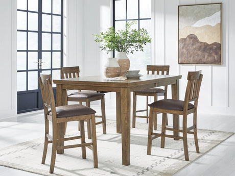 Urbinforte Light Brown Counter Height Dining Table and 4 Barstools