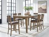 Urbinforte Light Brown Counter Height Dining Table and 6 Barstools