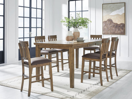Urbinforte Light Brown Counter Height Dining Table and 6 Barstools