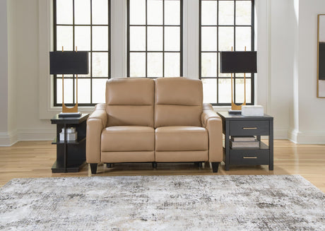 Mosswell Toffee Leather Power Reclining Loveseat