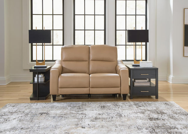 Mosswell Toffee Leather Power Reclining Loveseat