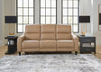 Mosswell Toffee Leather Power Reclining Sofa
