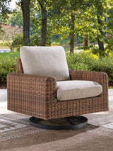 Dolan Creek Gray/Brown Outdoor Swivel Lounge Chair with Cushion