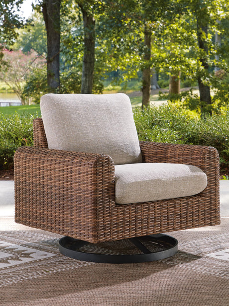 Dolan Creek Gray/Brown Outdoor Swivel Lounge Chair with Cushion