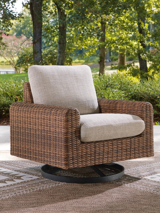 Dolan Creek Gray/Brown Outdoor Swivel Lounge Chair with Cushion