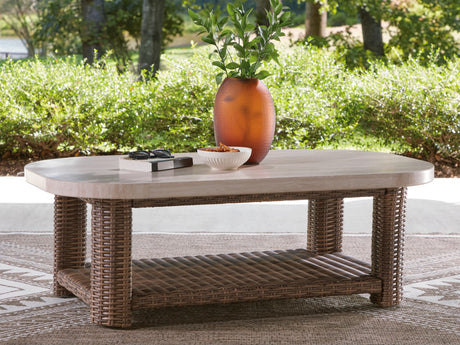Dolan Creek Beige/Brown Outdoor Coffee Table