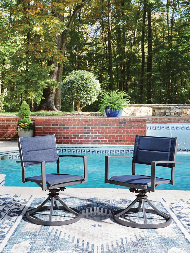Rocky Creek Blue/Gray Outdoor Sling Swivel Chair (Set of 2)