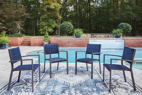 Rocky Creek Blue/Gray Outdoor Sling Arm Chair (Set of 4)