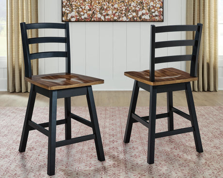 Wildenauer Brown/Black Counter Height Swivel Barstool