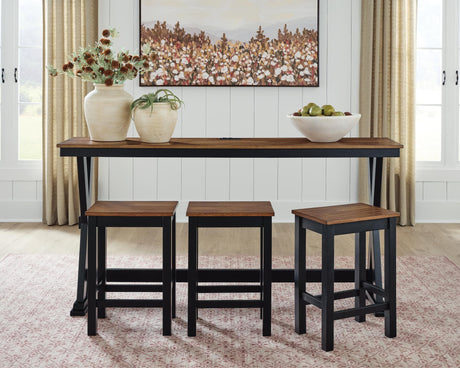 Wildenauer Brown/Black Counter Height Dining Table and 3 Barstools Set