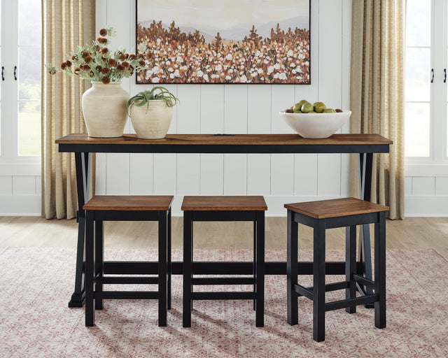 Wildenauer Brown/Black Counter Height Dining Table and 3 Barstools Set