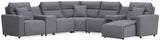 Modmax II Salt and Pepper 7-Piece Power Reclining Sectional with Chaise and Audio System