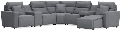 Modmax II Salt and Pepper 7-Piece Power Reclining Sectional with Chaise and Audio System