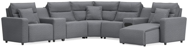 Modmax II Salt and Pepper 7-Piece Power Reclining Sectional with Chaise and Audio System