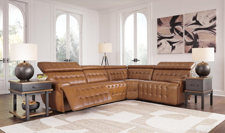 Temmpton Chocolate Leather 4-Piece Reclining Sectional