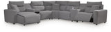 Modmax II Salt and Pepper 7-Piece Power Reclining Sectional with Chaise and Audio Console