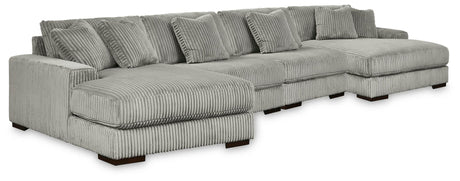 Lindyn Fog 4-Piece Sectional with Double Chaise