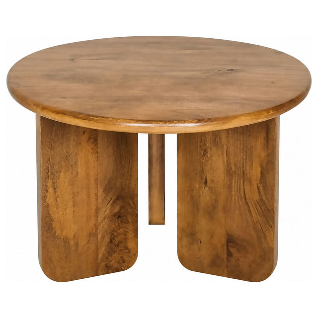 Dale Sculptural Round Solid Mango Wood End Table Honey Mango — product view
