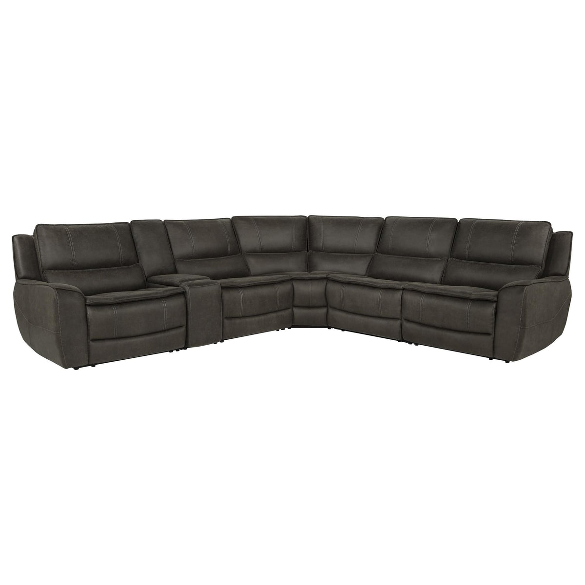 Marcell 6-Piece L-Shaped Power Reclining Sectional with Console Grey — product image 3