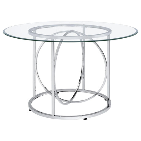 Levy 48-inch Round Glass Top Dining Table Chrome — product view