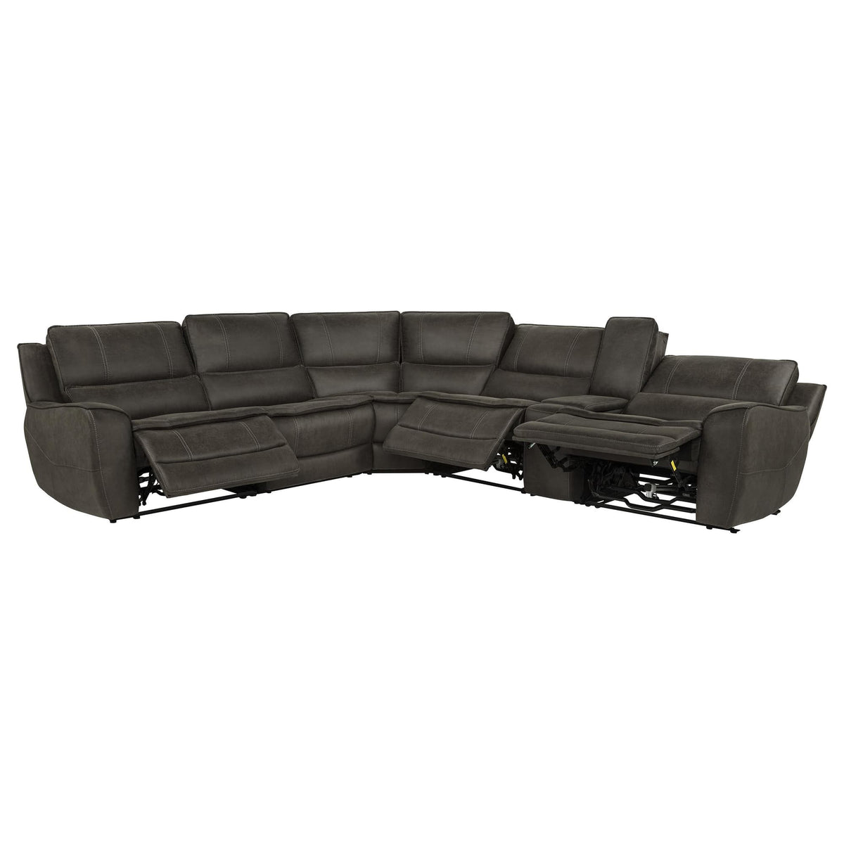 Marcell 6-Piece L-Shaped Power Reclining Sectional with Console Grey — product image 2