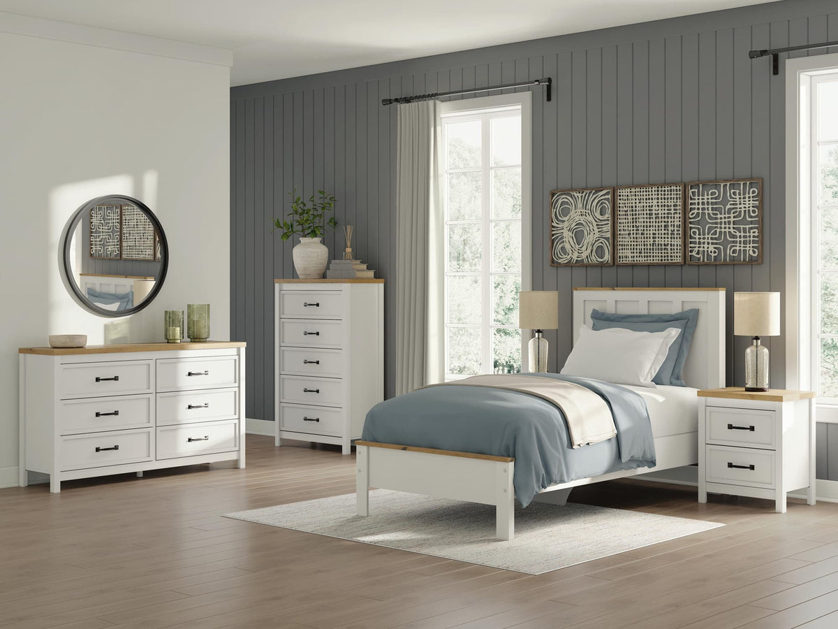 Kerisden White/Brown Twin Panel Complete Bed Frame — product image 10