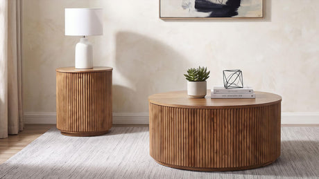 Coffey Round Mango Wood Coffee Table Light Brown — product image 6