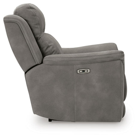 Next-Gen Durapella Slate Microfiber Power Recliner — side view