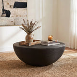 Macedo Round Ribbed Rattan Drum Coffee Table Black — product image 2