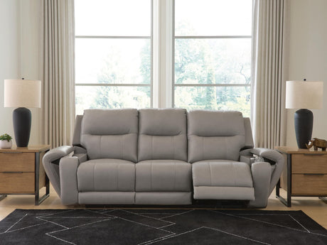 Real Moments Ash Leather Power Reclining Sofa with Audio Seating — product image 6
