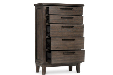 Gray Modern Traditional Solid Wood Veneers Fabric Upholstered Tufted Shelves Bedroom Set - Ella Furniture