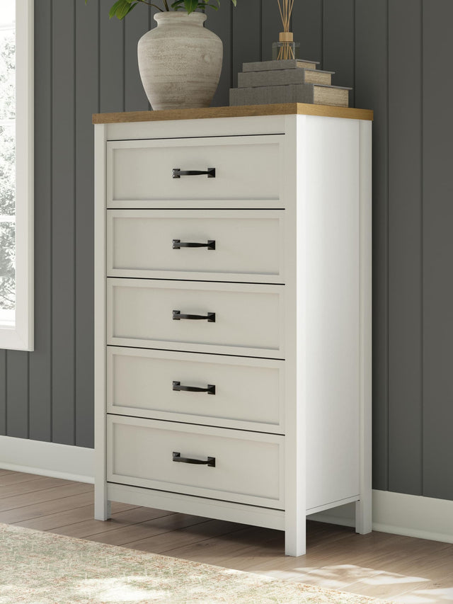 Kerisden White/Brown Chest of Drawers — product view