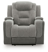 Mixed Motion Shadow Chenille / Faux Leather Power Recliner — front view