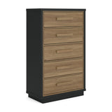 Kozmour Black/Brown Chest of Drawers — angled view