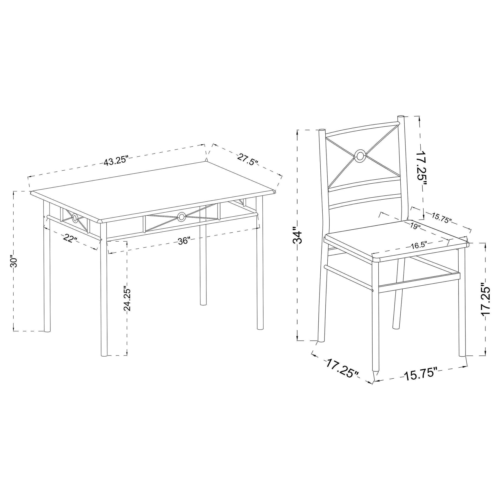 Coaster G100035 Taupe 5-Piece Rectangle Dining Room Set