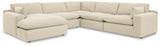 Elyza Linen Chenille 5-Piece Sectional With Chaise