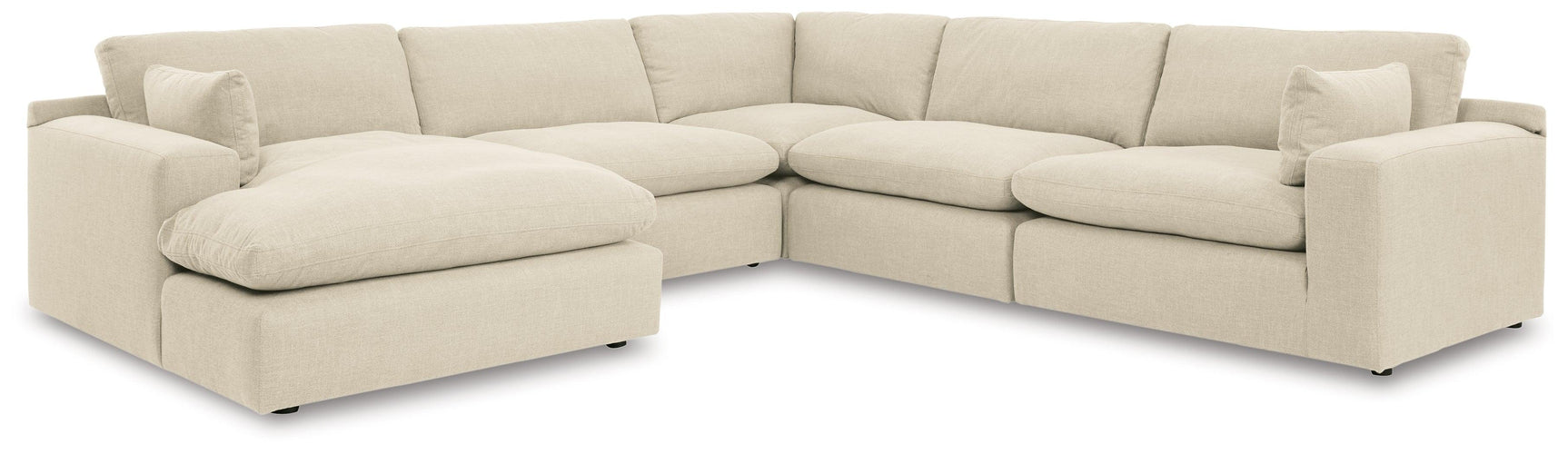 Elyza Linen Chenille 5-Piece Sectional With Chaise