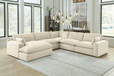 Elyza Linen Chenille 5-Piece Sectional With Chaise