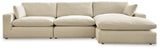 Elyza Linen Chenille 3-Piece Sectional With Chaise